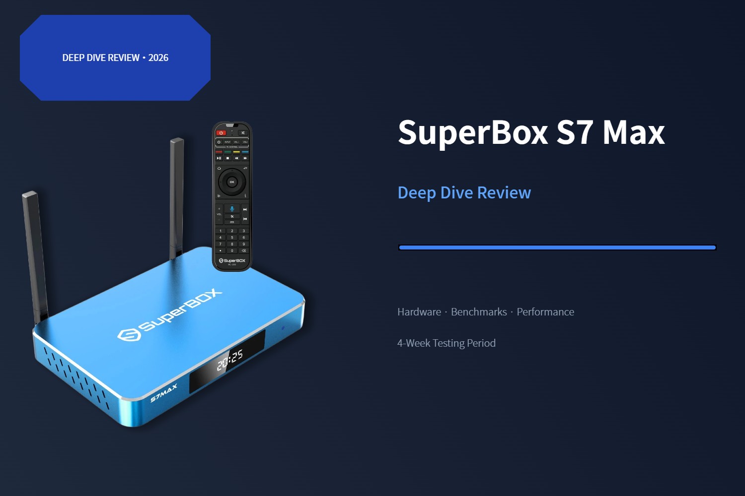 SuperBox S7 Max review cover with hardware benchmarks and performance testing