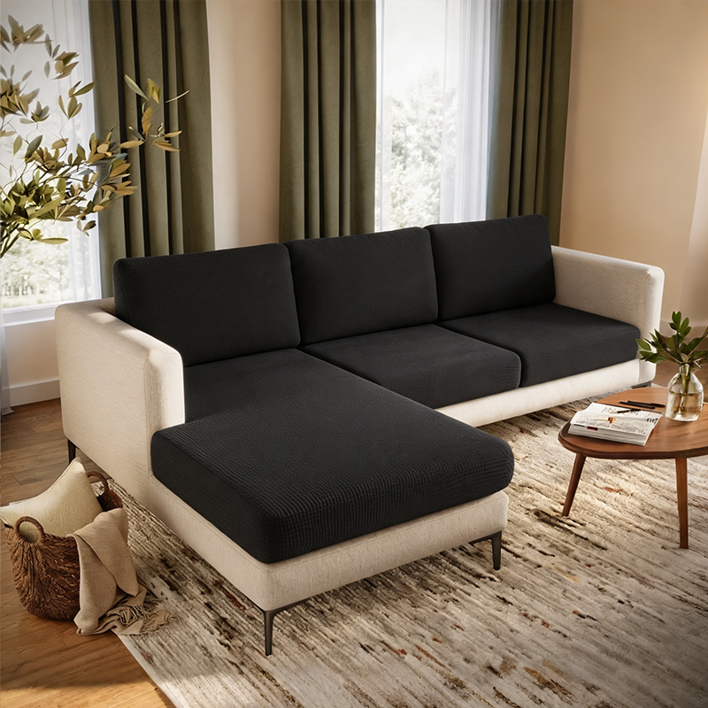 Black Stretch Knit Cushion Cover