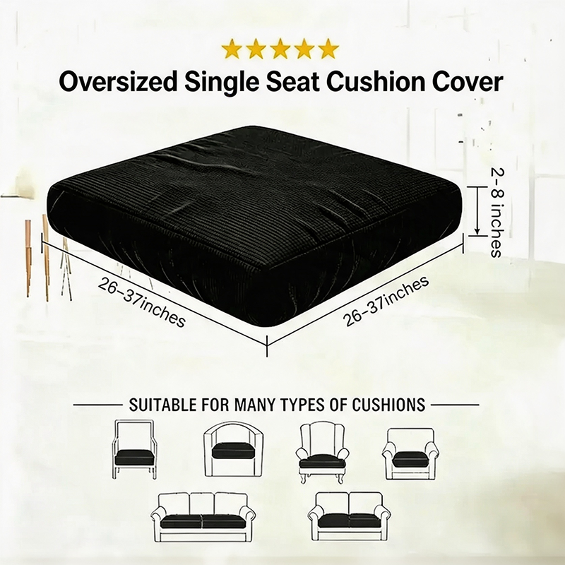 Black Stretch Knit Cushion Cover