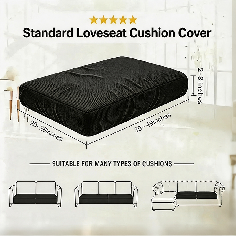 Black Stretch Knit Cushion Cover