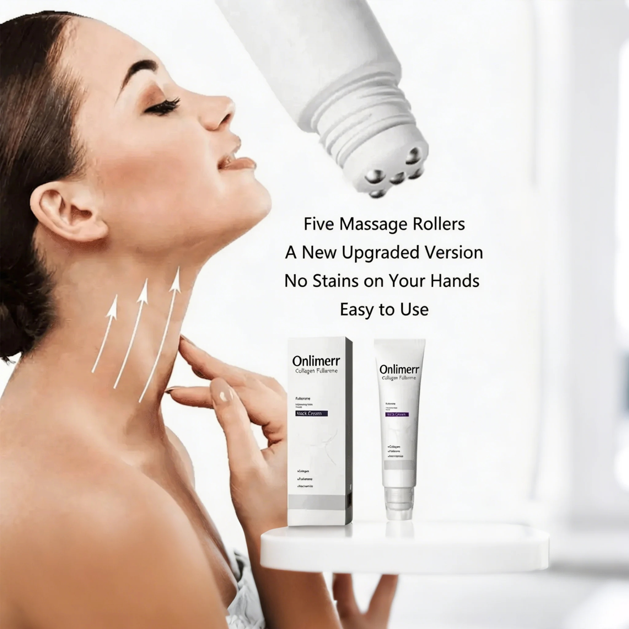 ✨ Roller Massage Cream  — 🧴 Infused with Retinol & Hyaluronic Acid | Firms the Neck, Reduces Wrinkles & Double Chin
