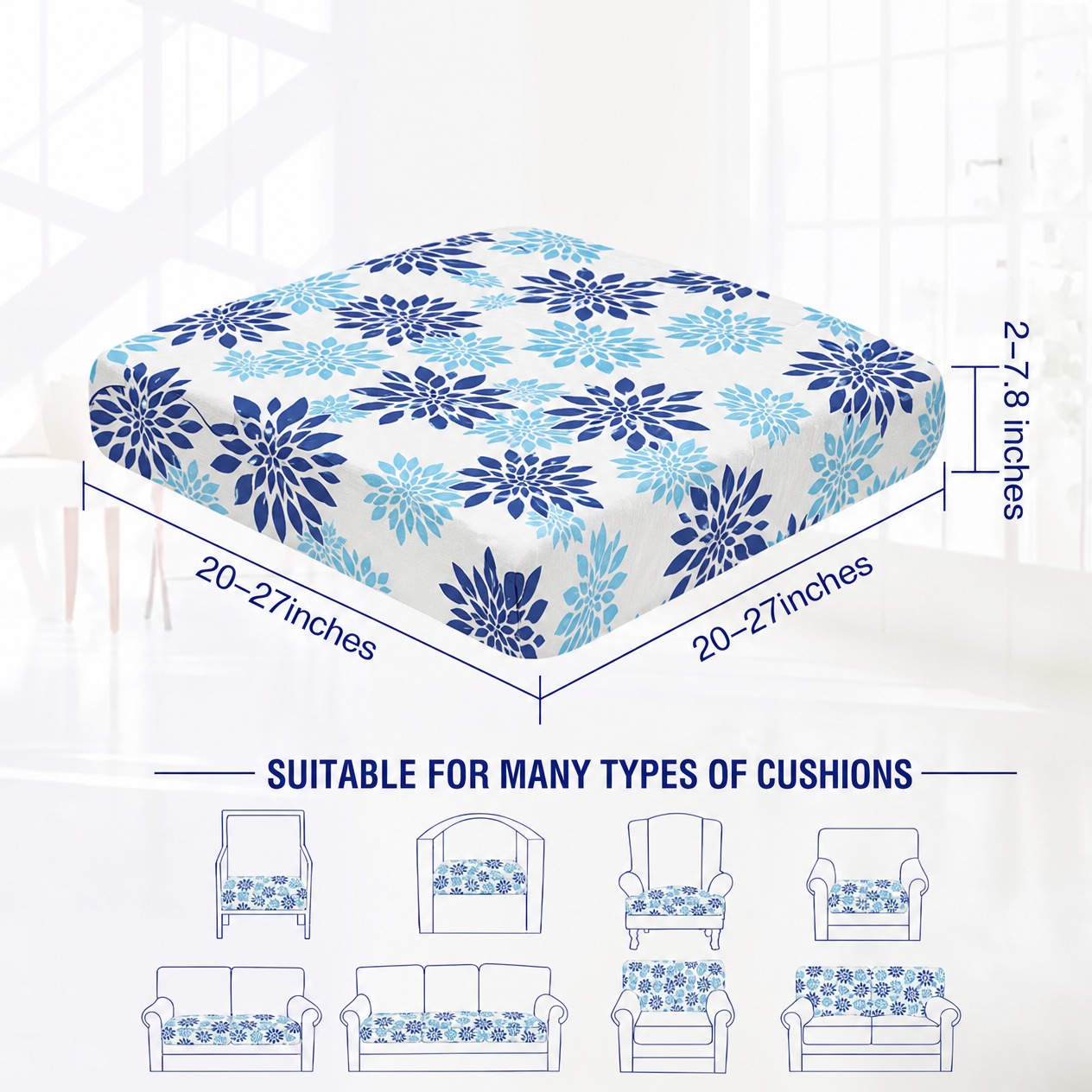 Cushion cover size guide for different sofa cushions