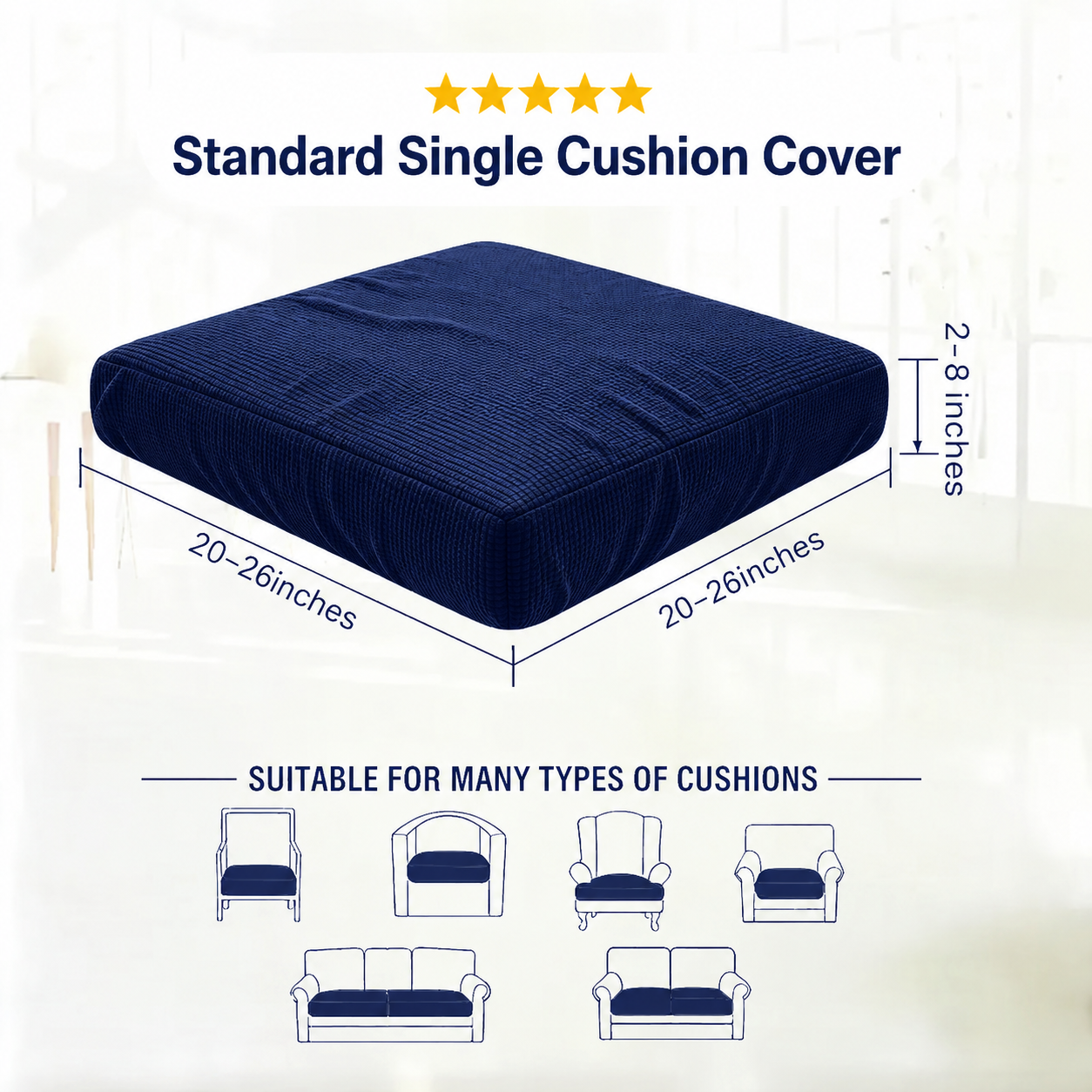 Navy Stretch Knit Cushion Cover