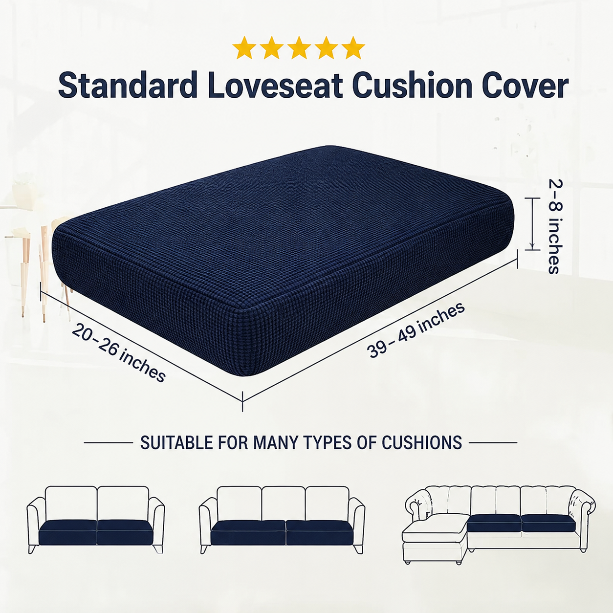 Navy Stretch Knit Cushion Cover