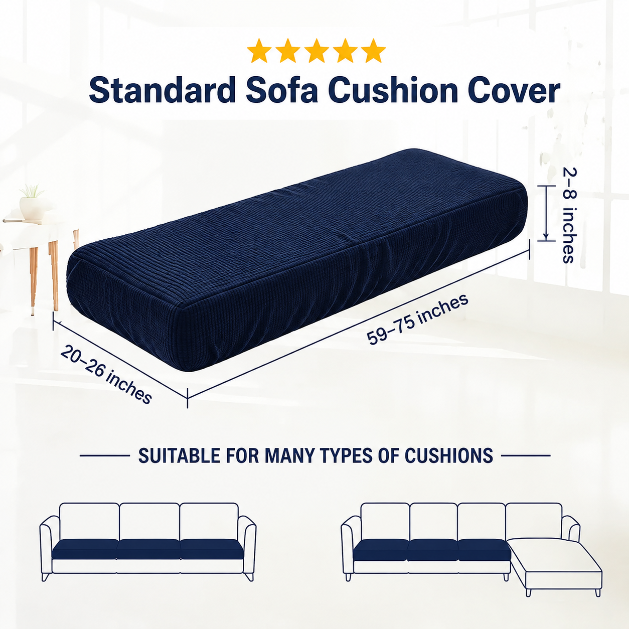 Navy Stretch Knit Cushion Cover