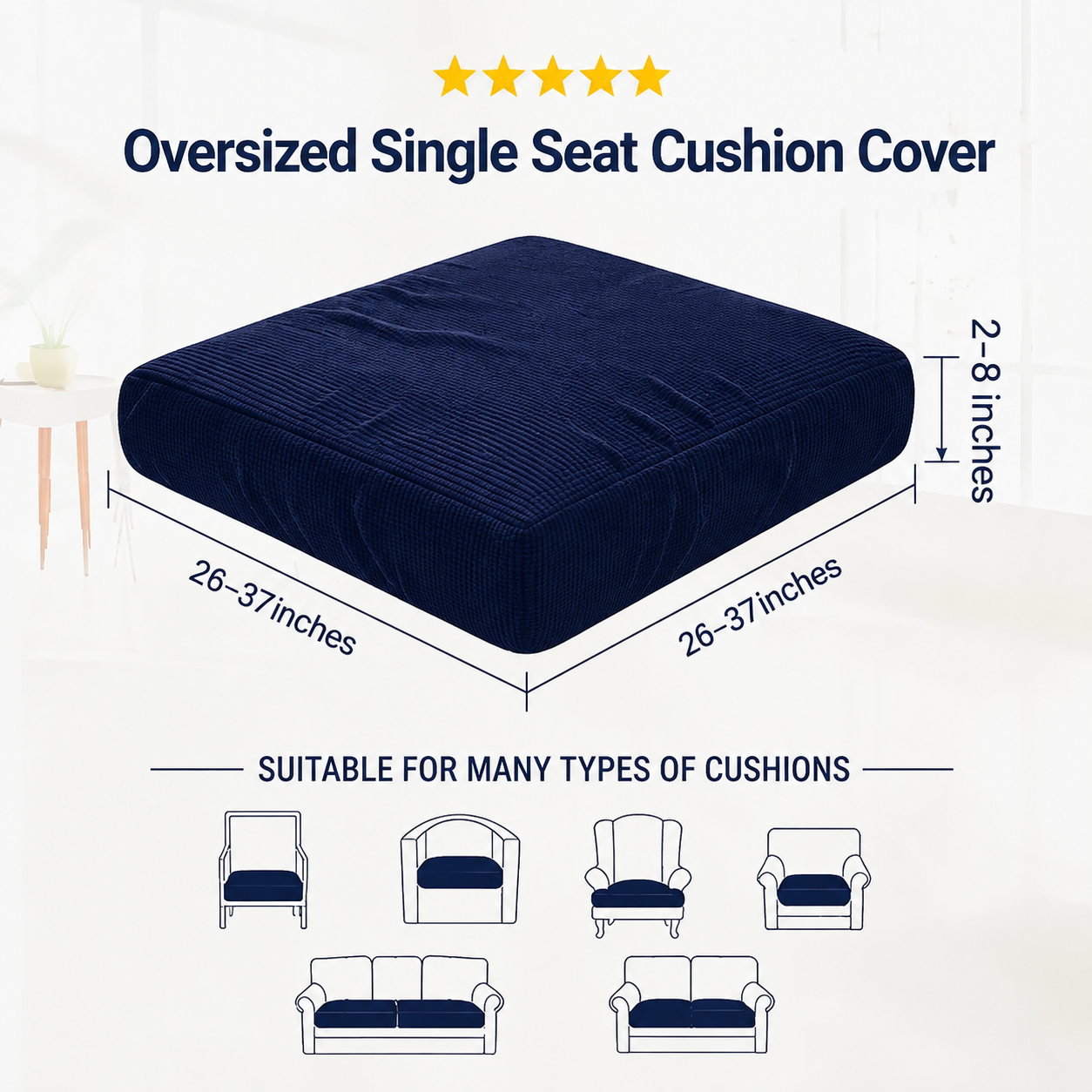 Navy Stretch Knit Cushion Cover