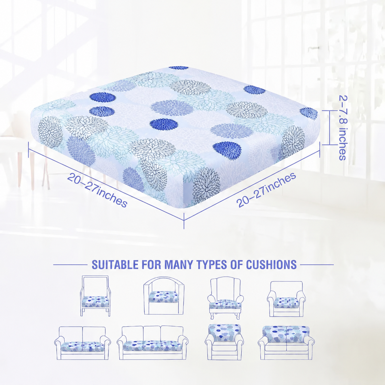 Cushion cover size guide for different sofa cushions