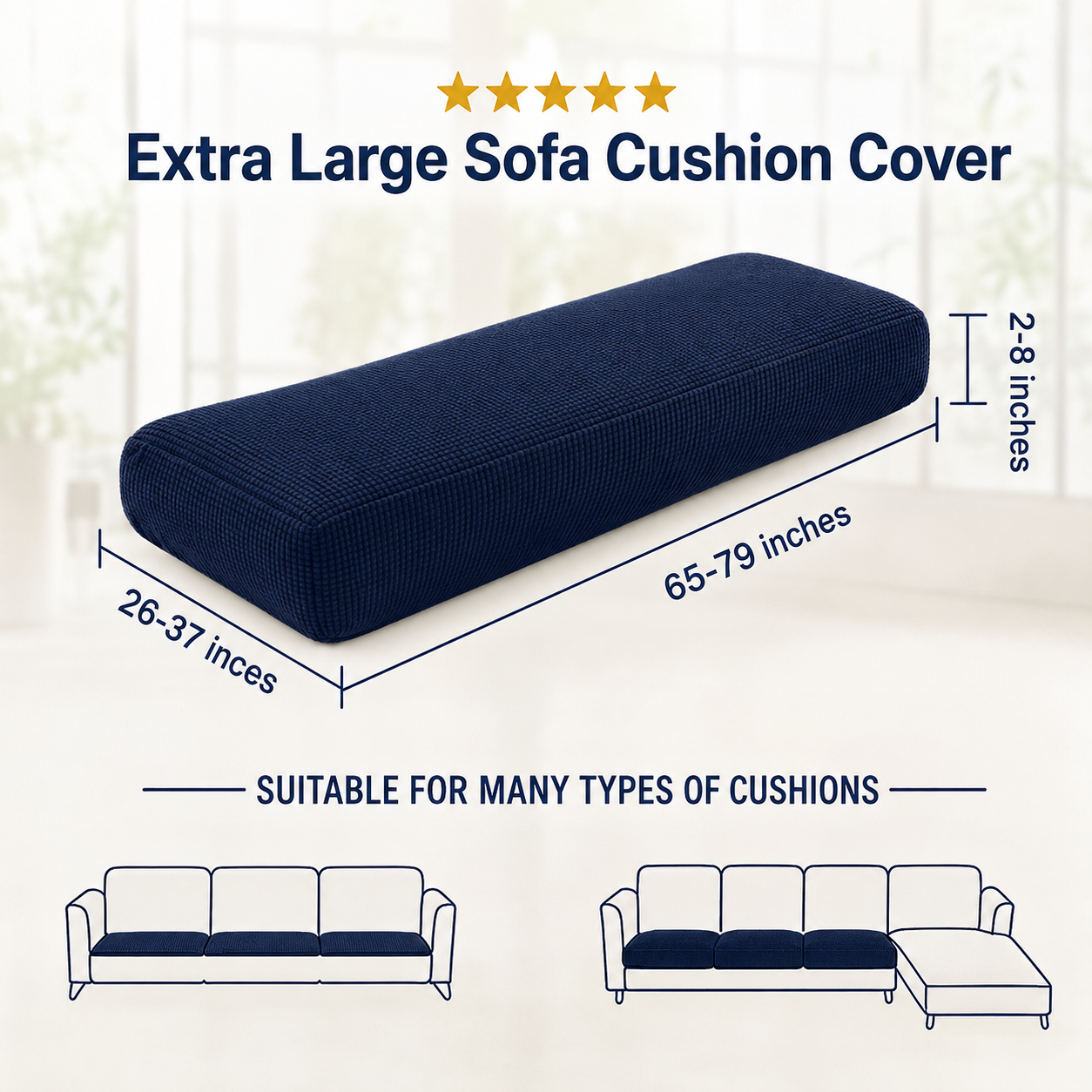 Navy Stretch Knit Cushion Cover