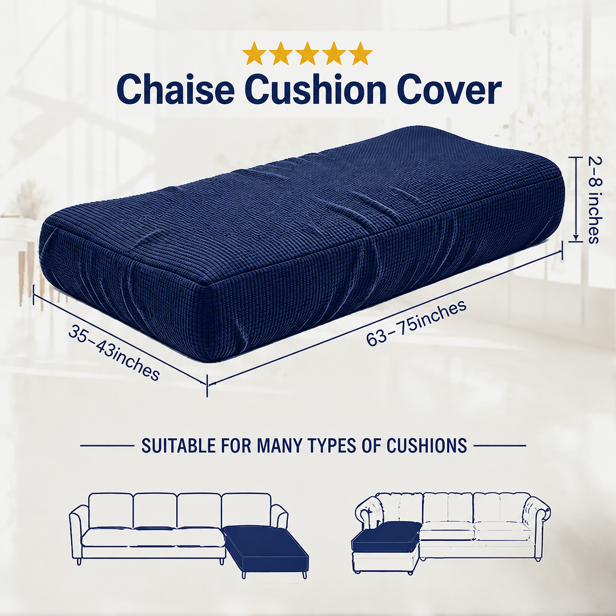Navy Stretch Knit Cushion Cover