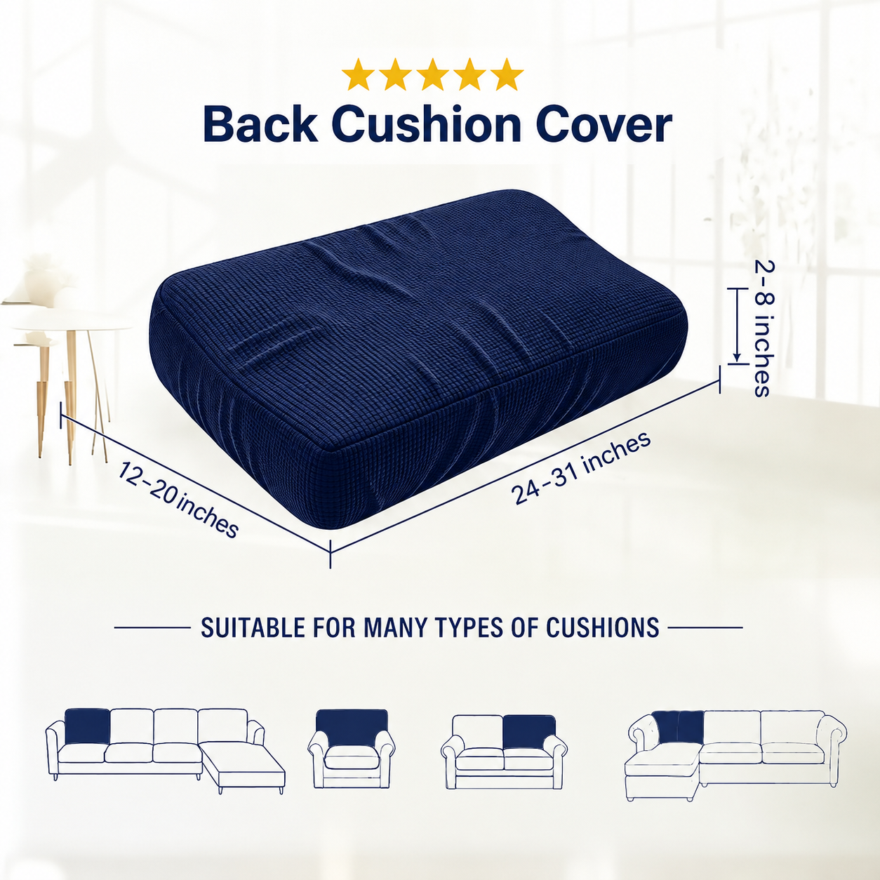 Navy Stretch Knit Cushion Cover