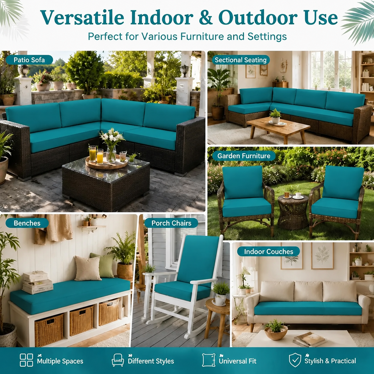 Teal Cushion Covers perfect for various funiture and settings indoor & outdoor