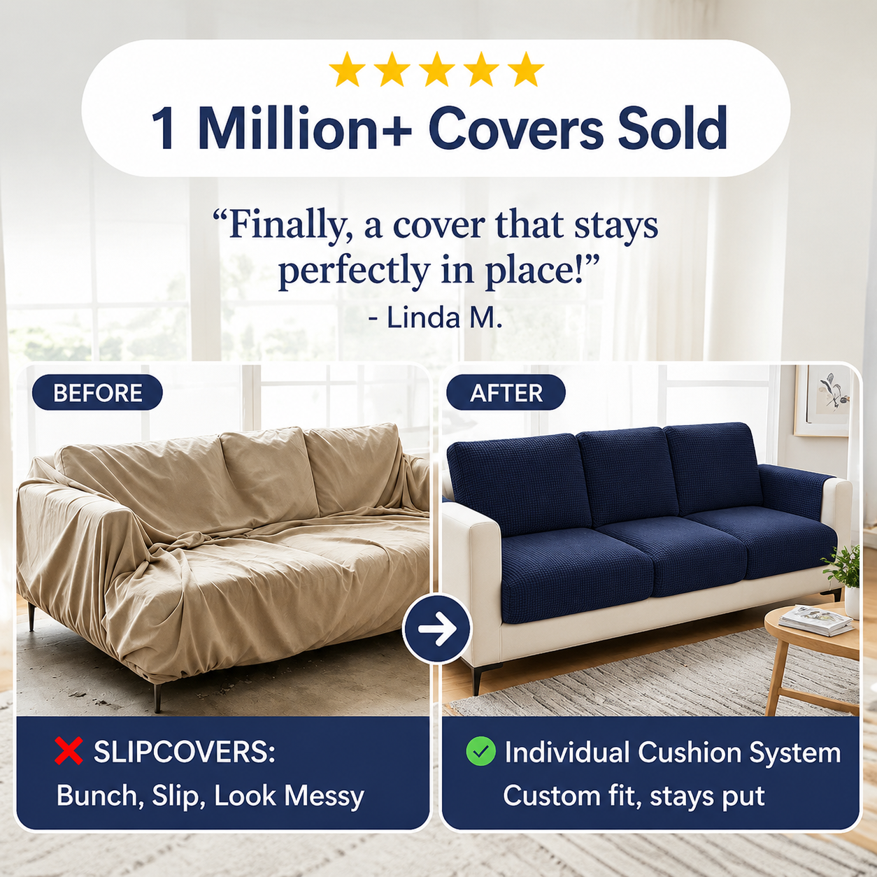 Navy Stretch Knit Cushion Cover
