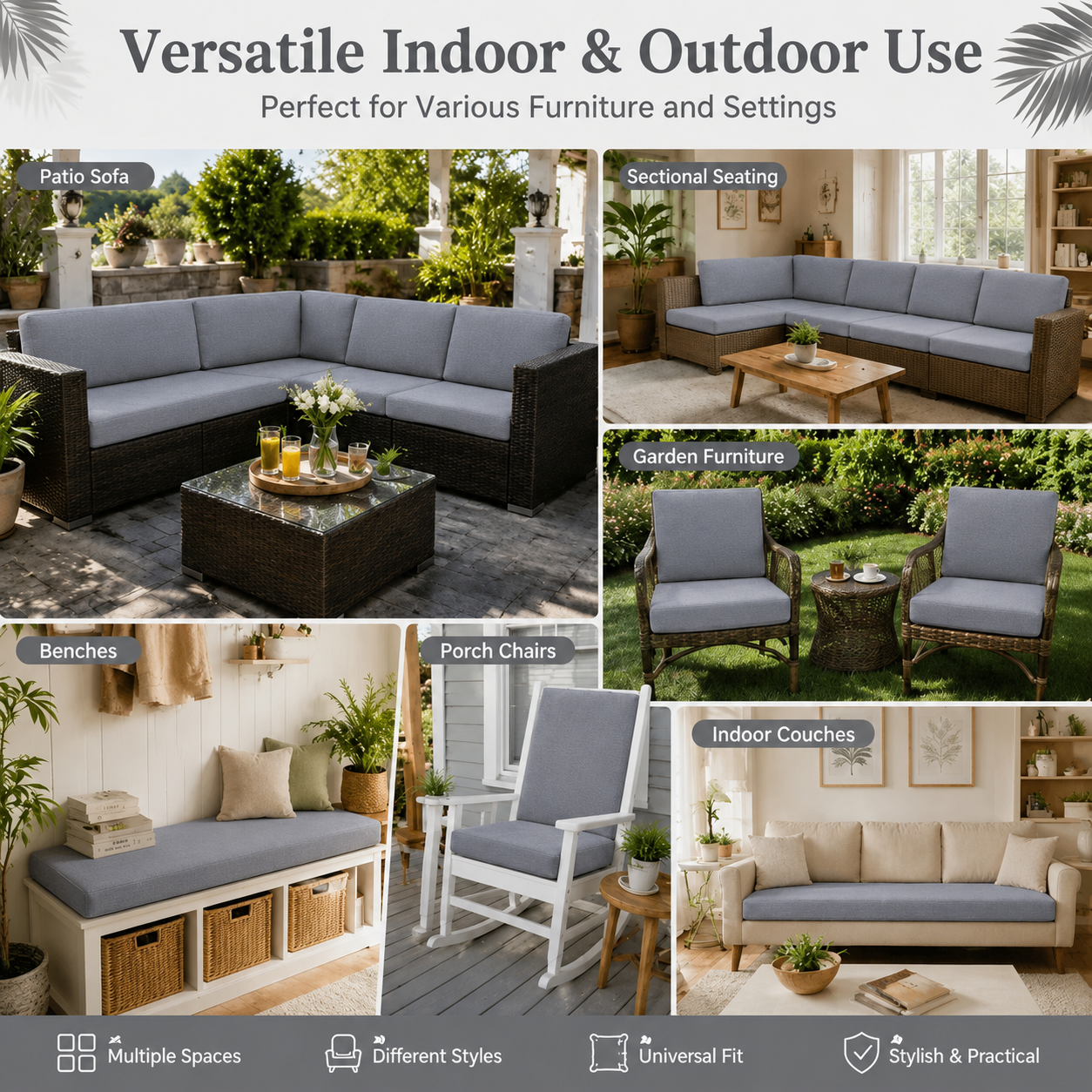 Grey Cushion Covers perfect for various funiture and settings indoor & outdoor