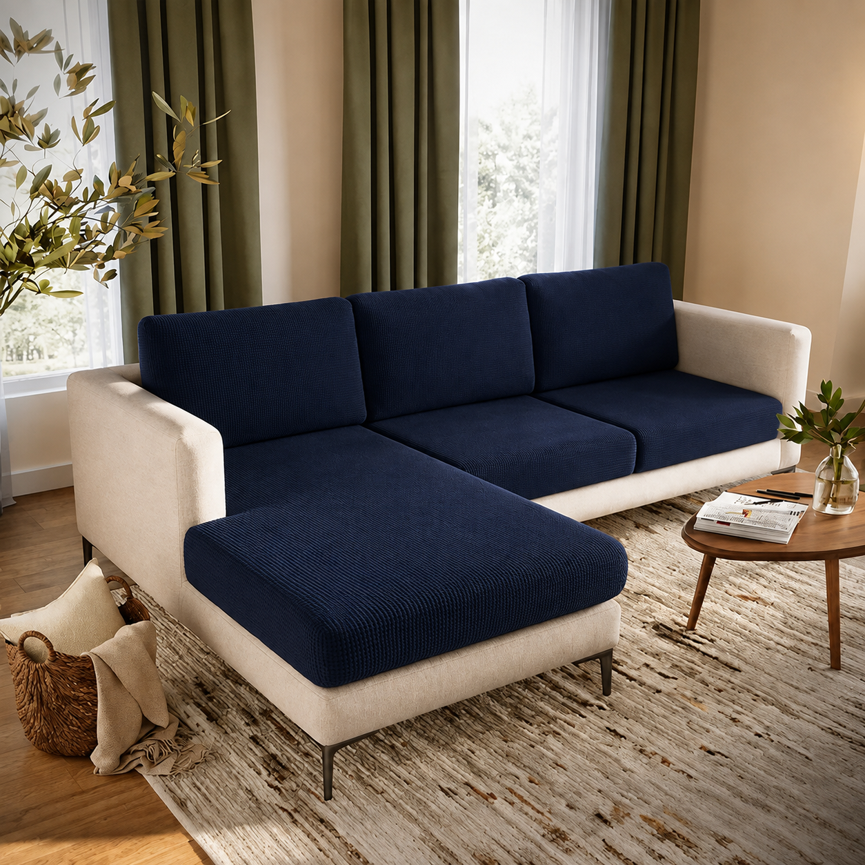 Navy Stretch Knit Cushion Cover