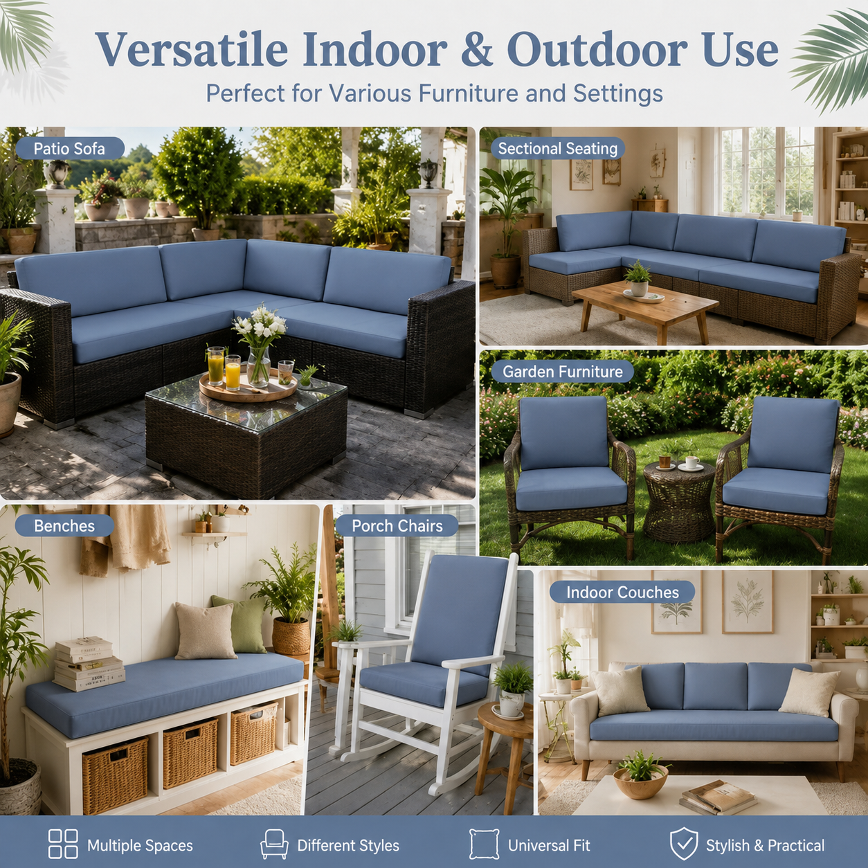 Slate Blue  Cushion Covers perfect for various funiture and settings indoor & outdoor