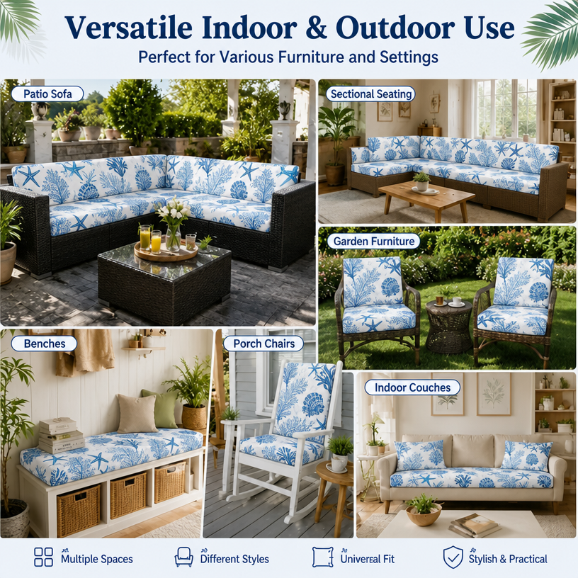 Light Blue Ocean Cushion Covers perfect for various funiture and settings indoor & outdoor