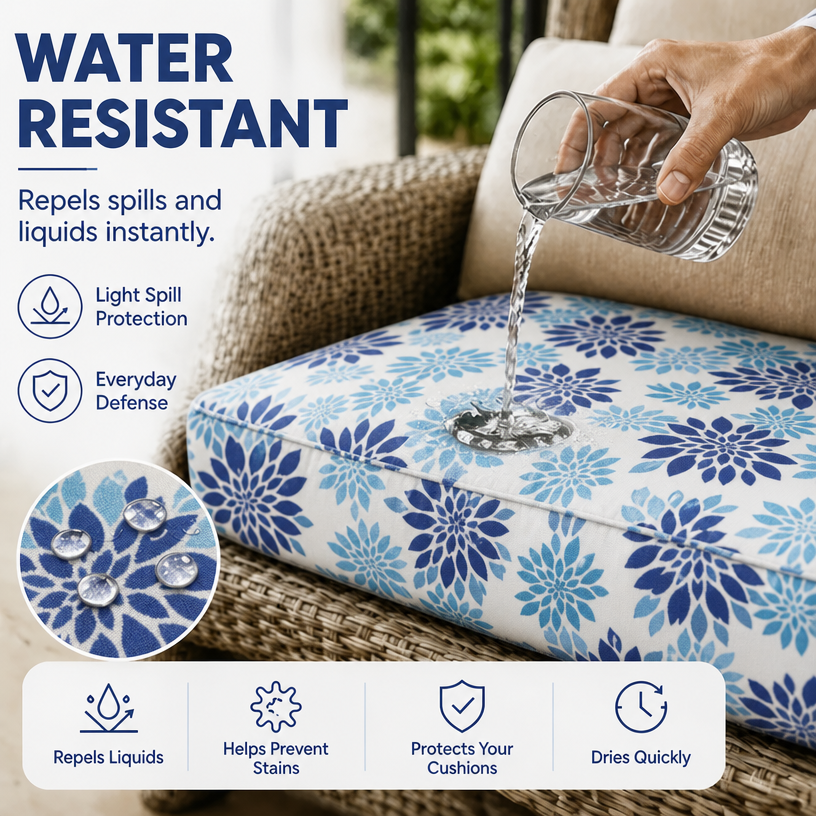 Blue Floral Pattern Outdoor Patio Sofa Cushion Covers waterproof