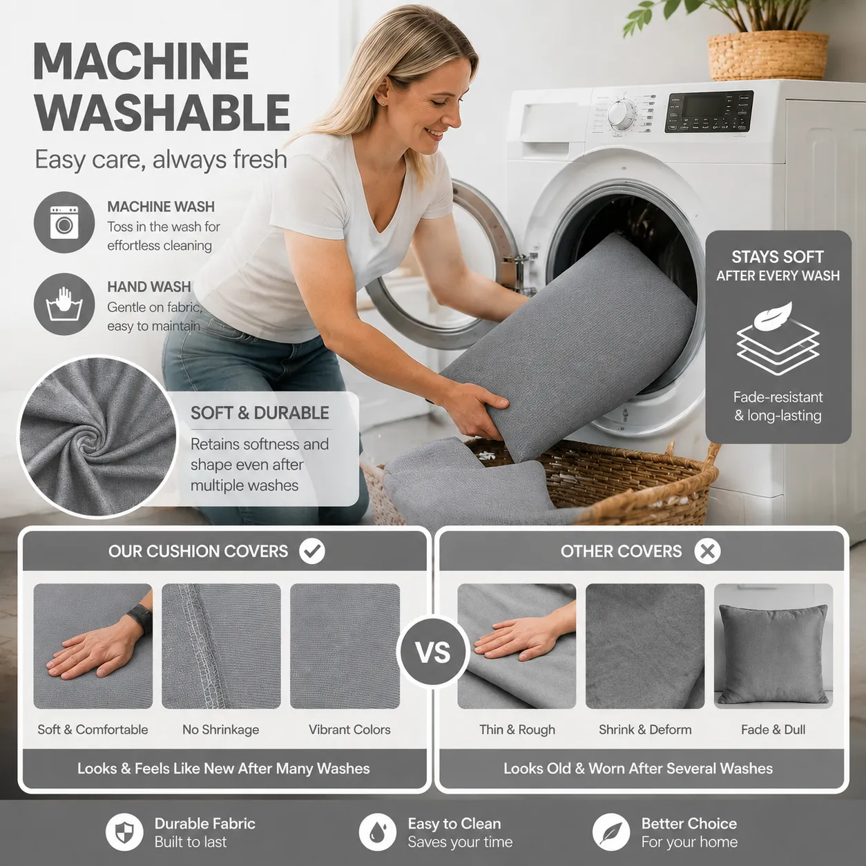 Grey Outdoor Patio Sofa Cushion Covers machine washable