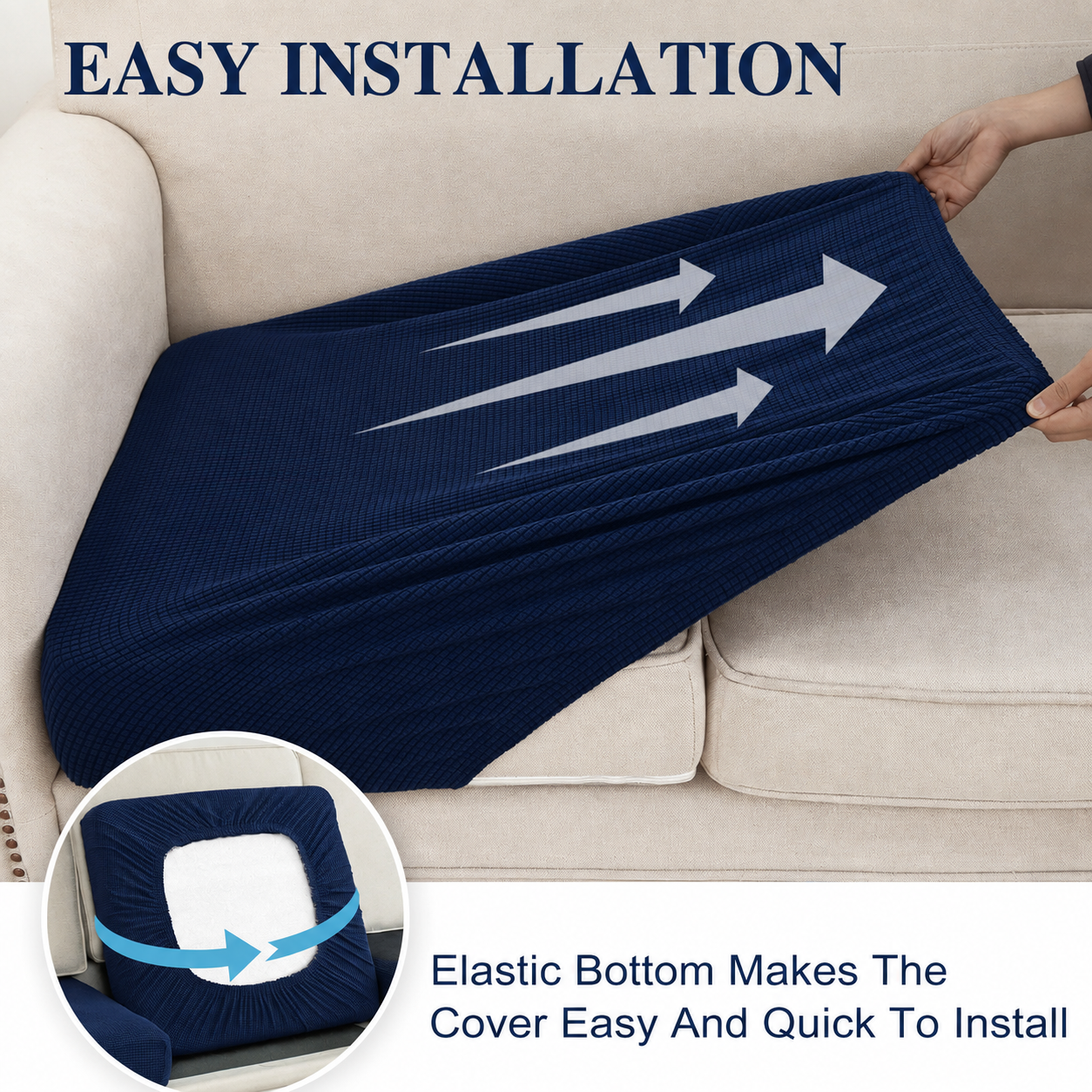 Navy Stretch Knit Cushion Cover