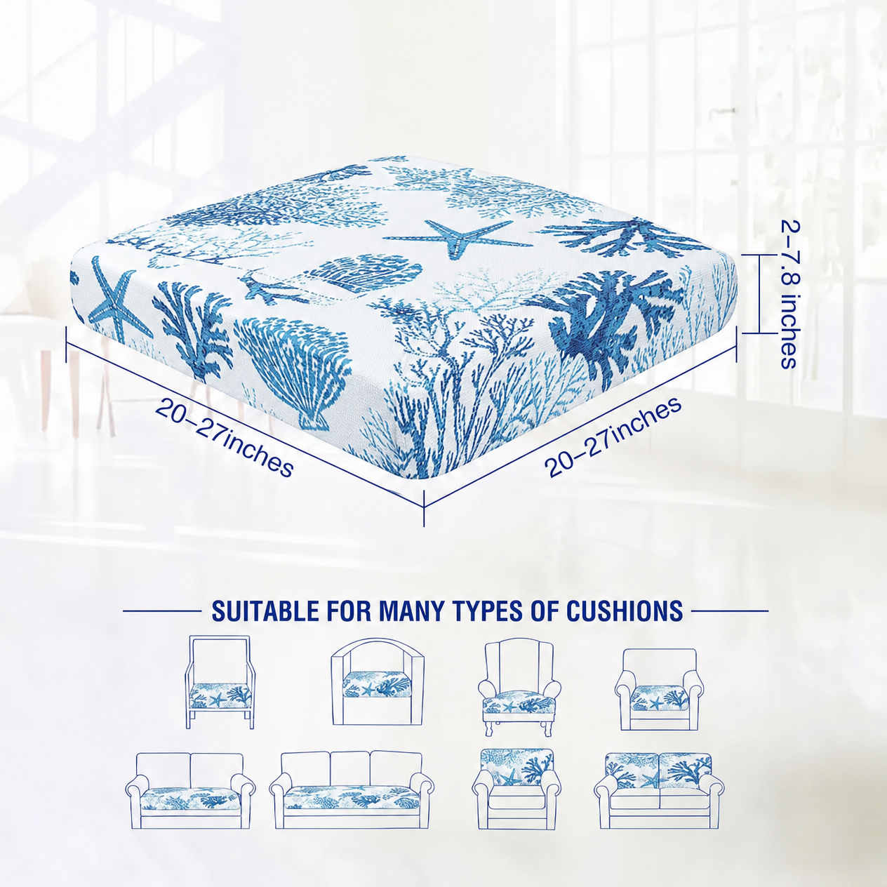 Cushion cover size guide for different sofa cushions