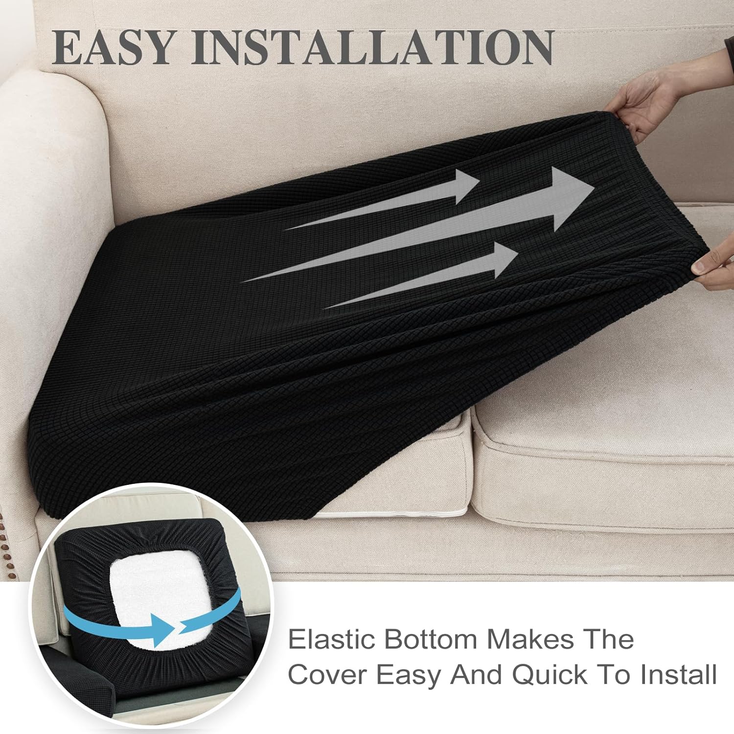 Black Stretch Knit Cushion Cover