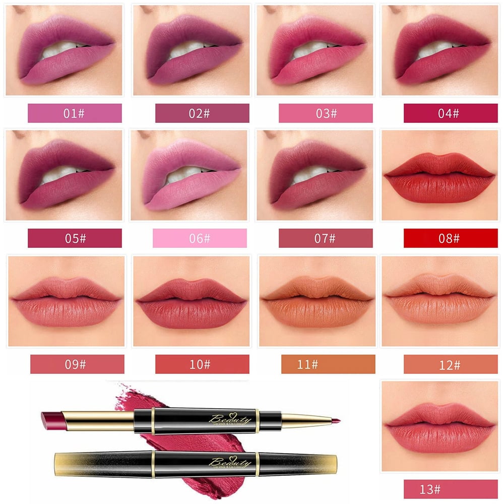 🔥Last Day 49% OFF-Double-ended Lipstick Automatic Lip Liner Matte Waterproof Non-fading Non-stick Lipstick
