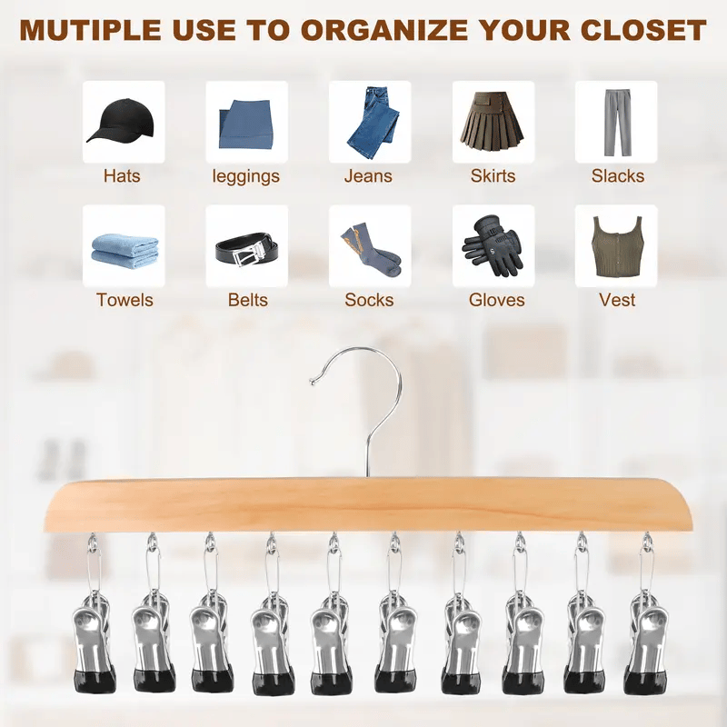🔥Closet Organizer with 10 Clips - Space Saving Hanging Closet Organizer