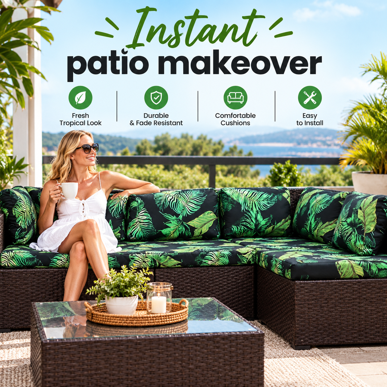 🛋️ Outdoor Patio Sofa Cushion Covers 