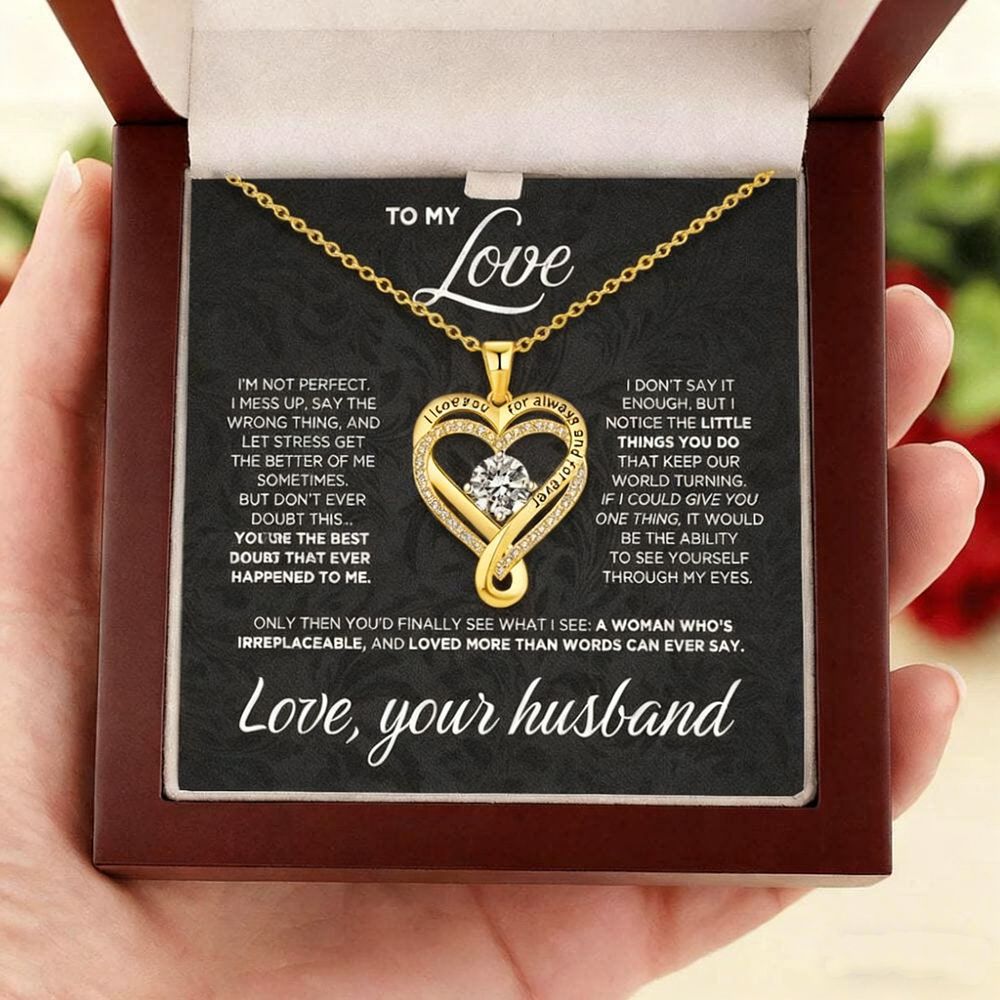 Engraved Heart Necklace for Wife