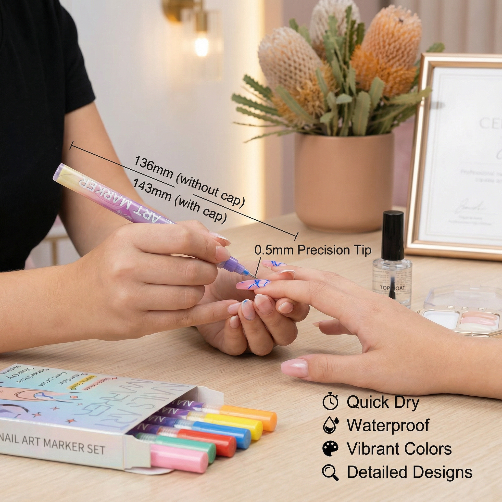 Nail Art Marker Set with Precision Tip – Acrylic Pens for Detailed Nail Designs