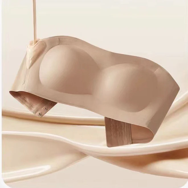 💞Womens Strapless Bras Push Up Bandeau Bra Non Slip Wireless Supportive Padded Bras Seamless Comfortable Tube Jelly Bra