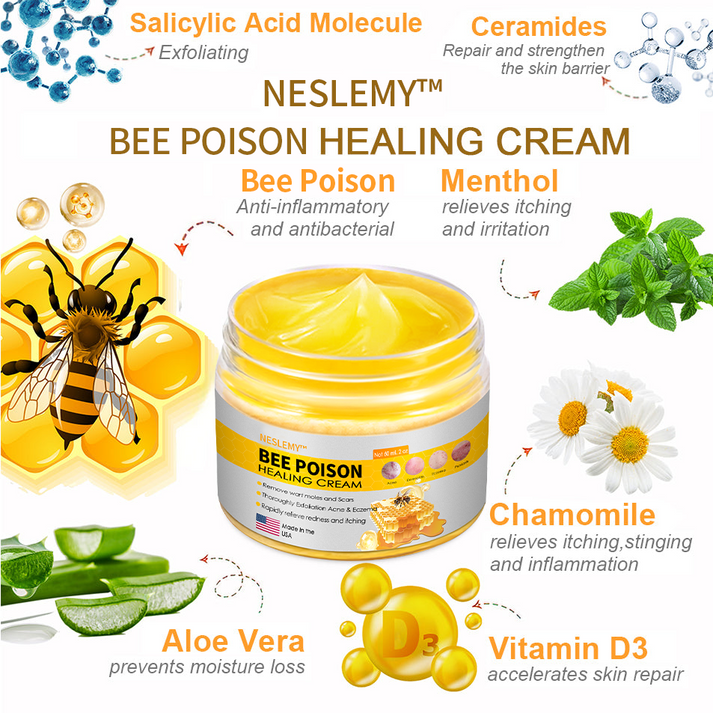 Bee Poison Skin Cream(👨‍⚕AAD Recommended),for Remove Warts, Acne and Scars