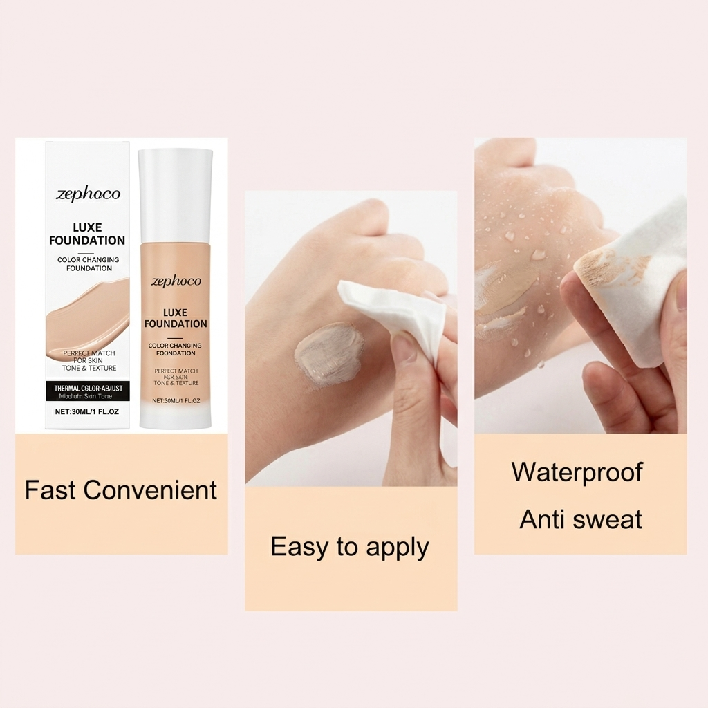 Color-changing makeup foundation for mature skin