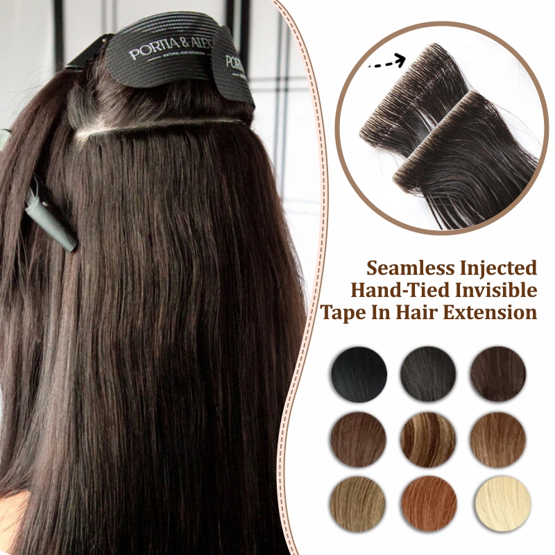Seamless Injected Hand-Tied Invisible Tape In Hair Extension -- 100% VIRGIN HUMAN HAIR / 10 PIECES