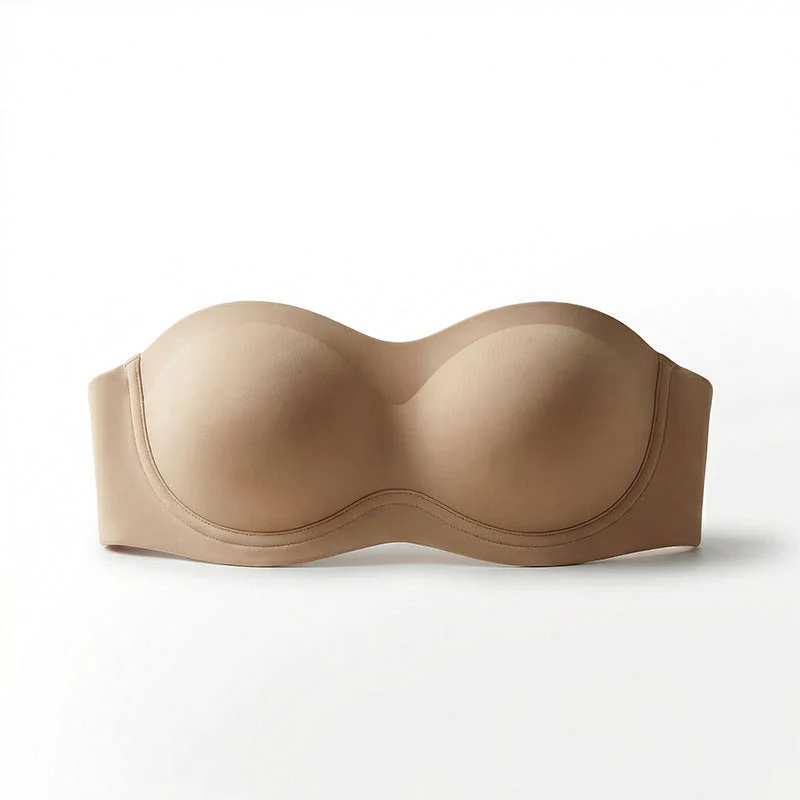 💞Womens Strapless Bras Push Up Bandeau Bra Non Slip Wireless Supportive Padded Bras Seamless Comfortable Tube Jelly Bra
