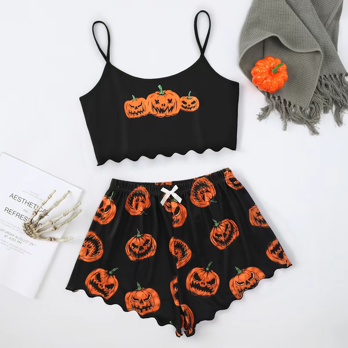 Women's Halloween Print Cute Pajama Set