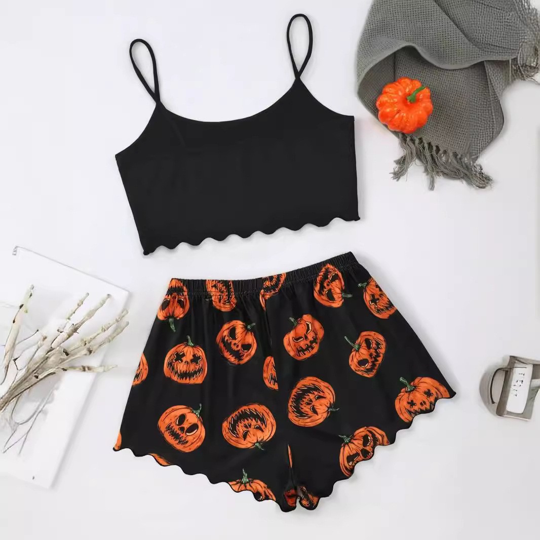 Women's Halloween Print Cute Pajama Set
