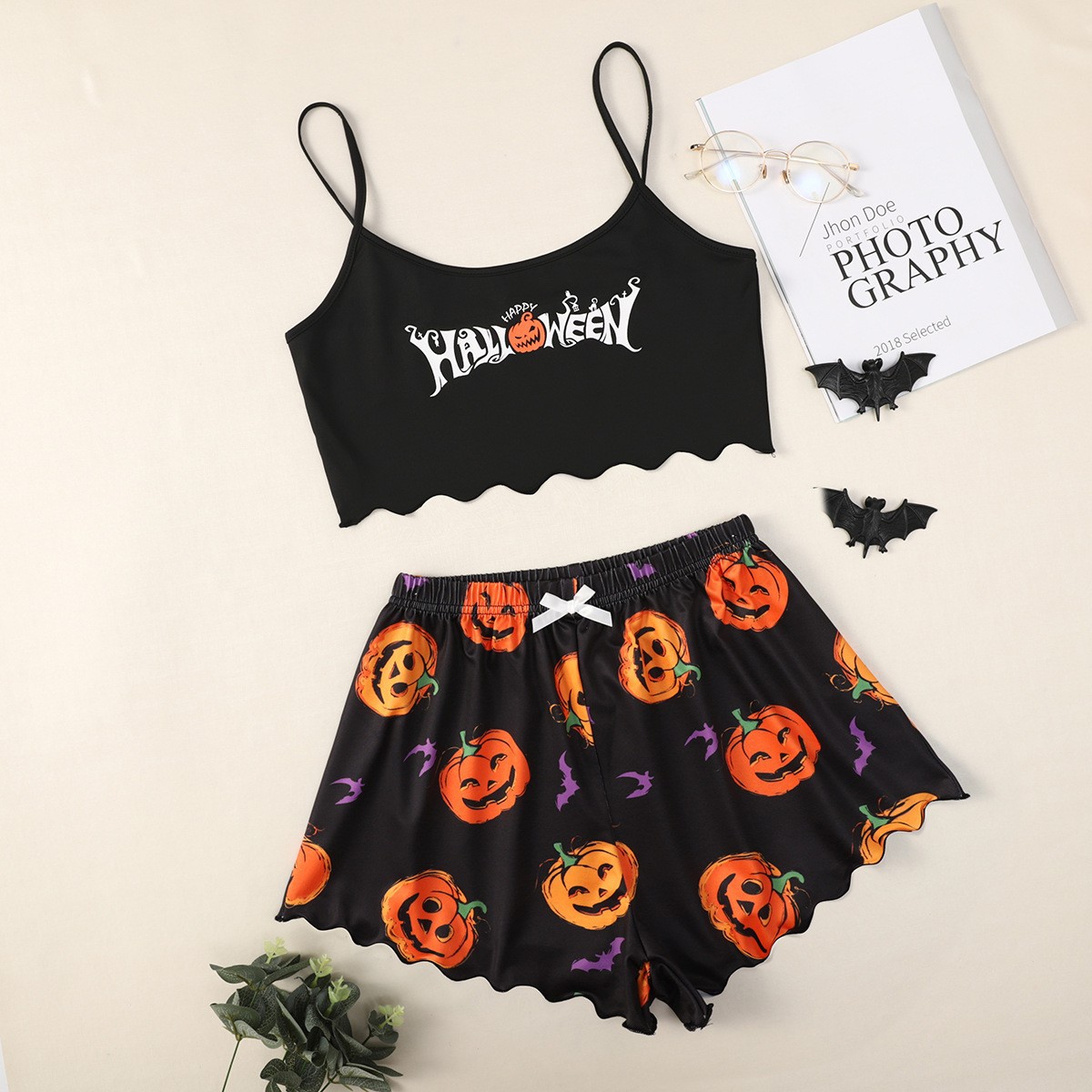 Women's Halloween Print Cute Pajama Set