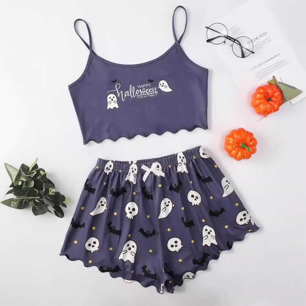 Women's Halloween Print Cute Pajama Set