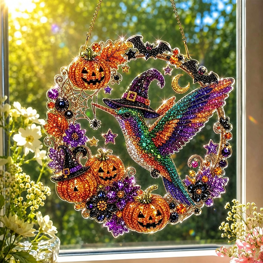 🔥Last Day 50% OFF-🎃Halloween Black Cat Moon Diamond Art Hanging Ornament Kit