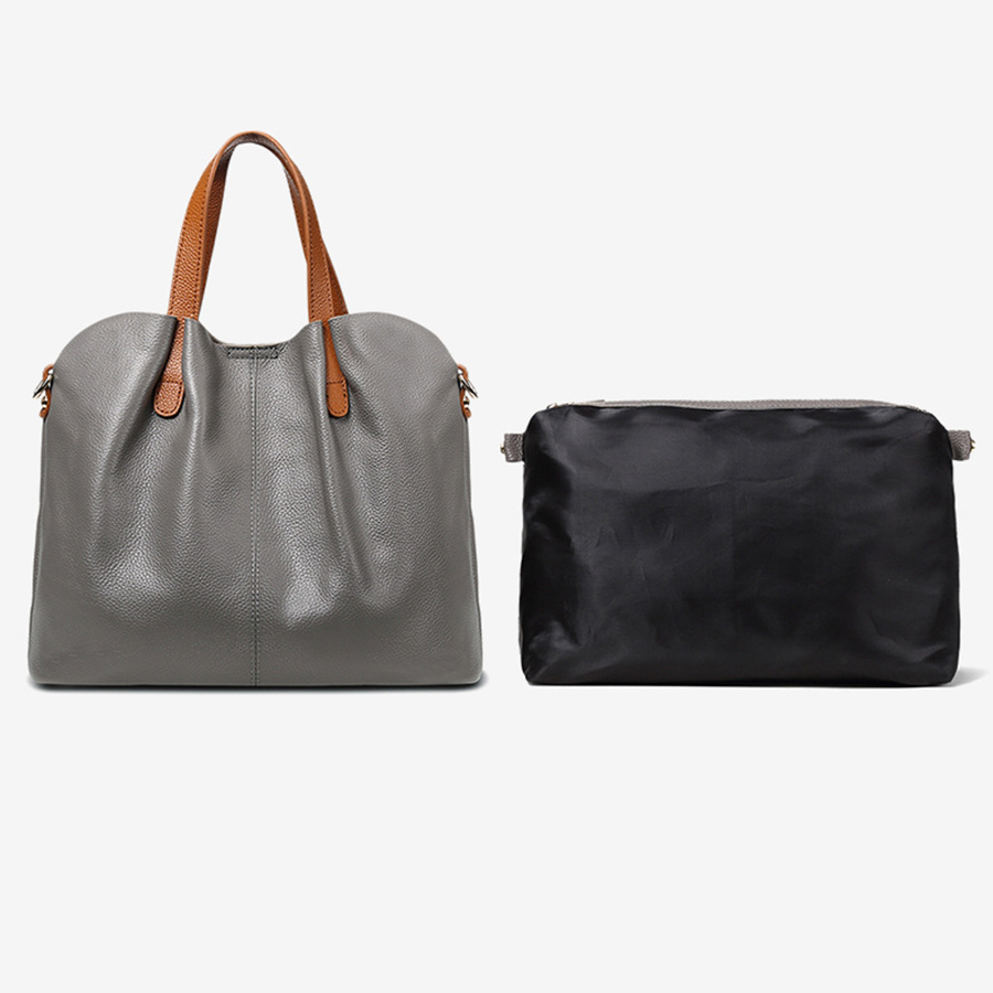 Two In One Leather Shopper Tote Bag