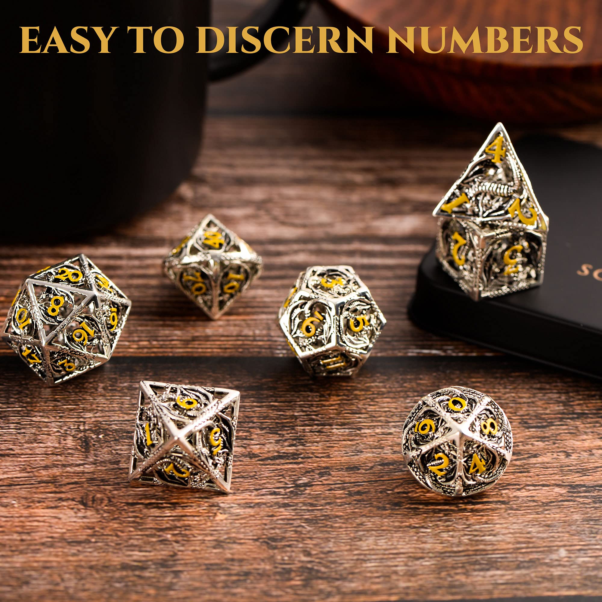 Hollow Metal Dragon Shaped Carving Dice Set