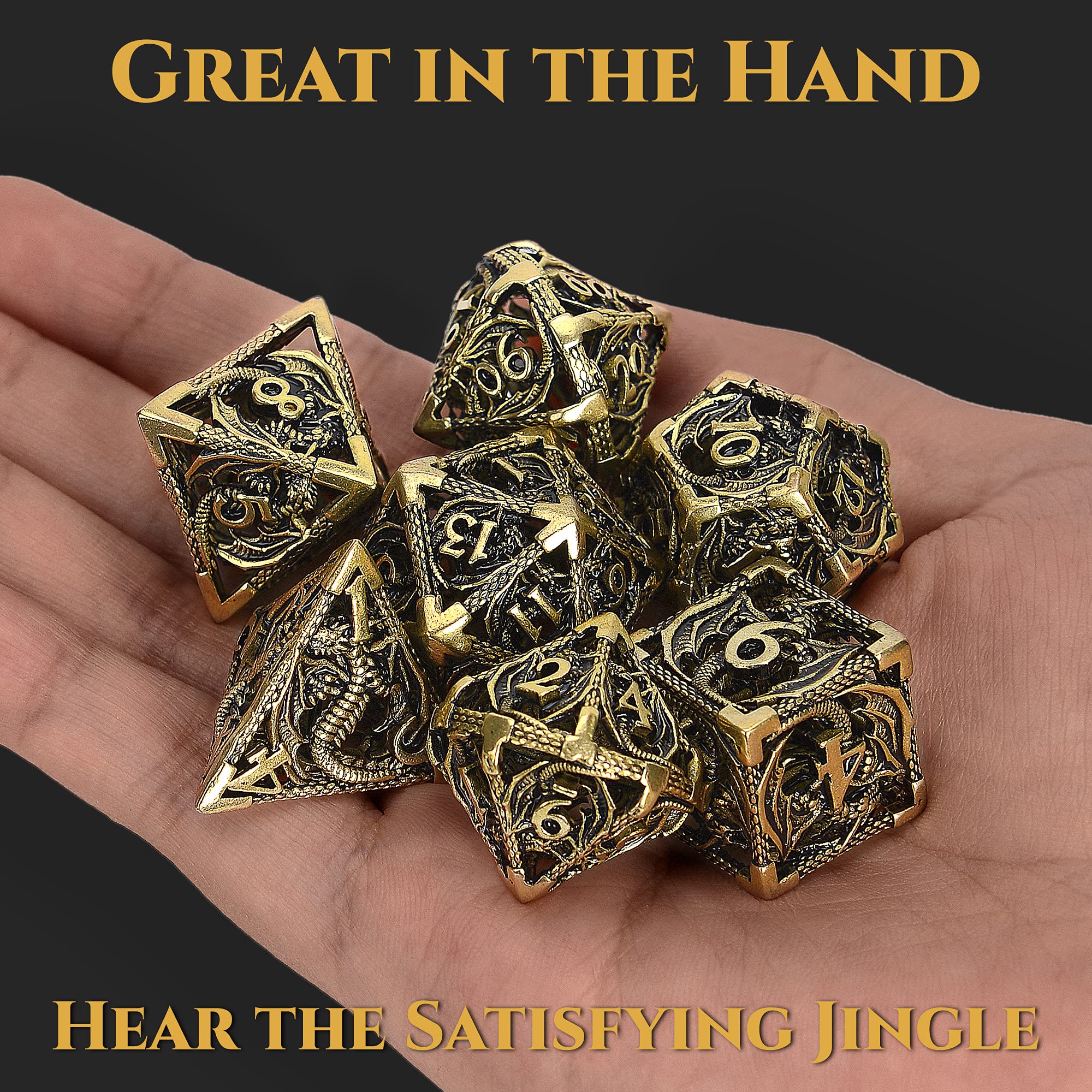 Hollow Metal Dragon Shaped Carving Dice Set