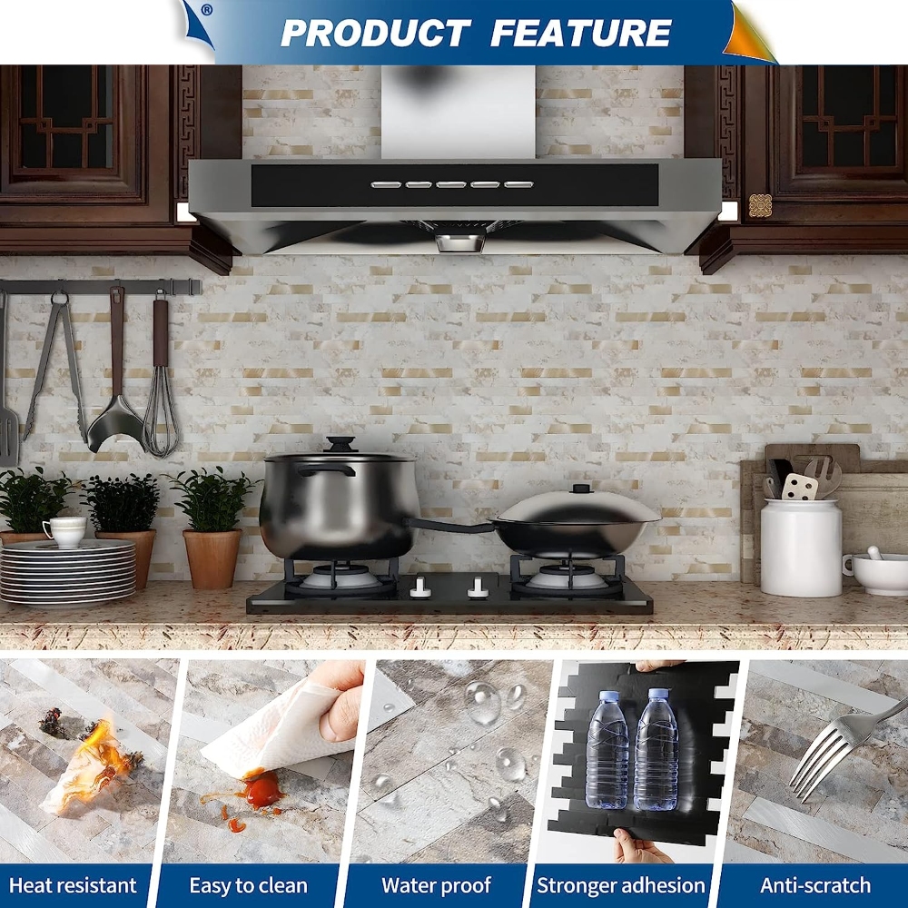 Peel & Stick Backsplash Linear Blend Tile