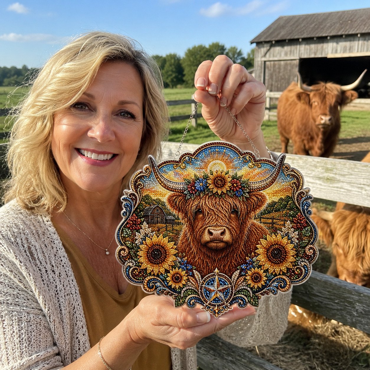 Highland Cow Diamond Art Hanging Ornament Kit