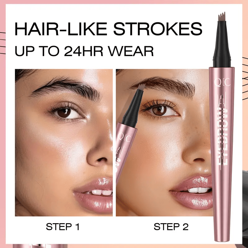 Waterproof Micro-Fork Eyebrow Pencil, Long-Lasting Brow Pen for Natural Hair-Like Strokes, Smudge-Proof Makeup Tool for Daily Use & Soft Glam