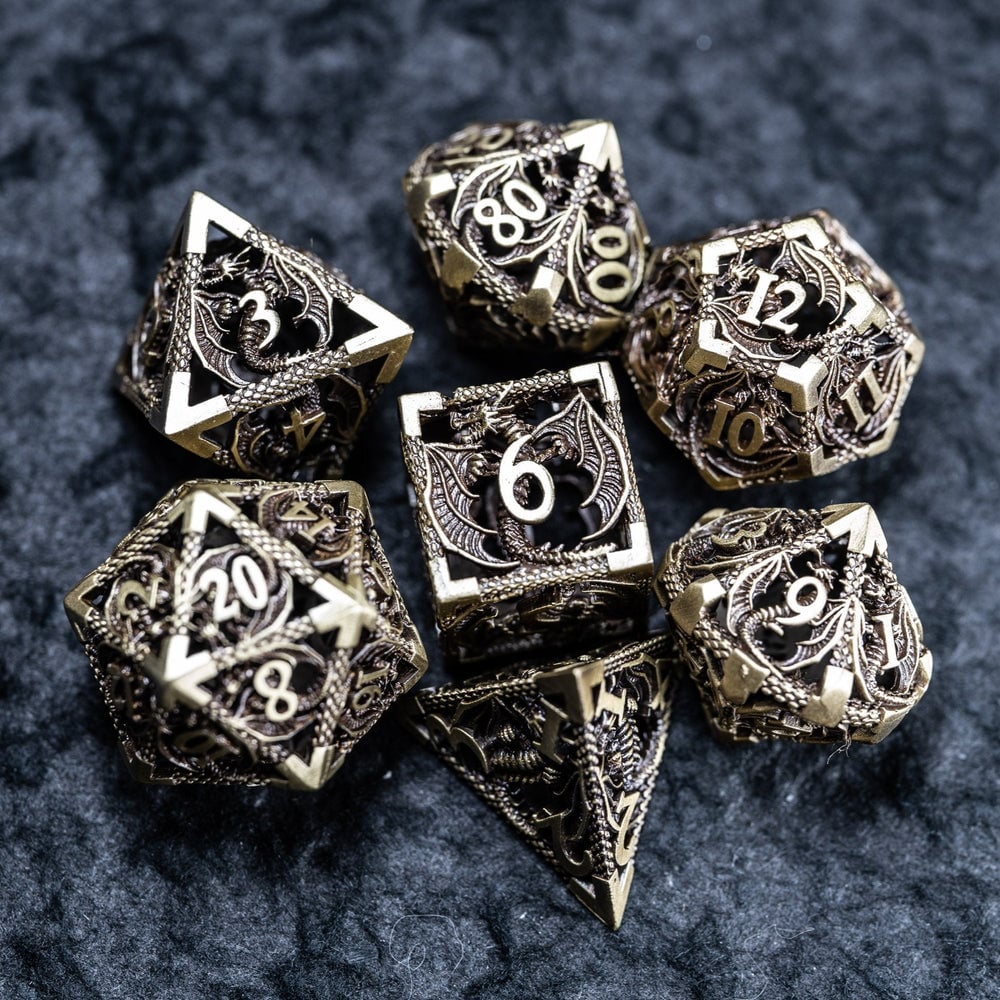 Hollow Metal Dragon Shaped Carving Dice Set