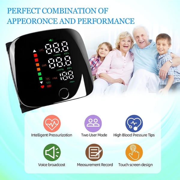 Wrist Blood Pressure Monitor – LED Display, Adjustable, Health Tracking