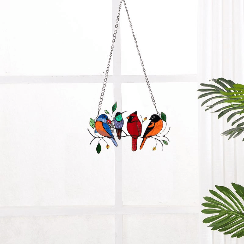 🔥Last Day 49% OFF🎁The Best Christmas Gift - Birds Stained Window Panel Hangings🐦