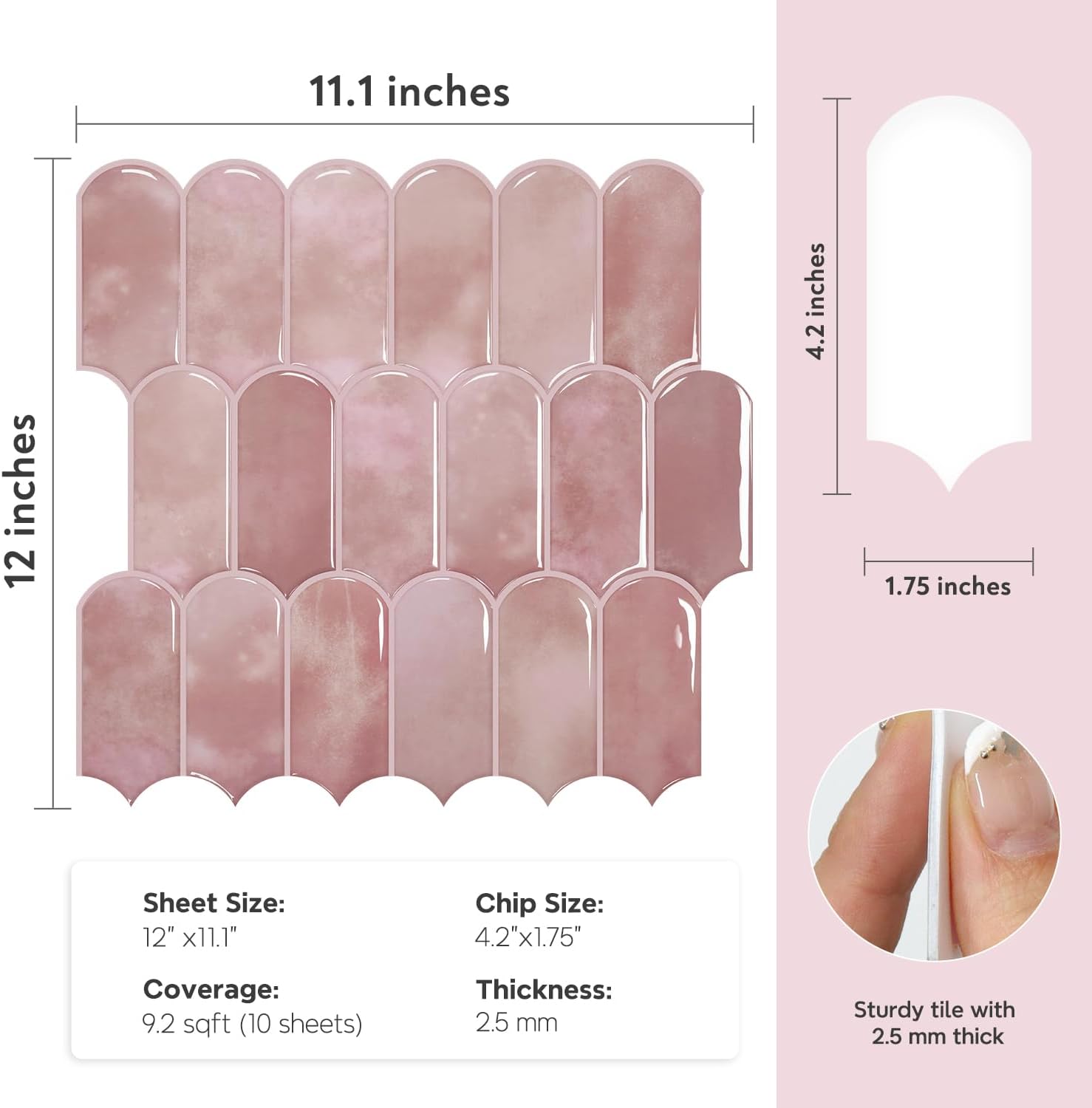 Self-adhesive 3D Feather Marble Sticker